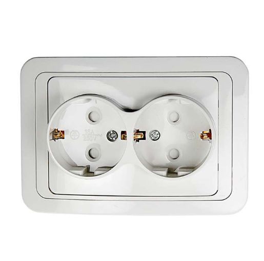 Изображение Розетка 2-м CLASSICO защ. шторки с заземл. 2128x бел. ASD / IN HOME 4690612000985