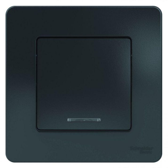 Изображение Выключатель 1-кл. СП Blanca 10А IP20 (сх. 1) 250В с подсветкой антрацит SE BLNVS010116