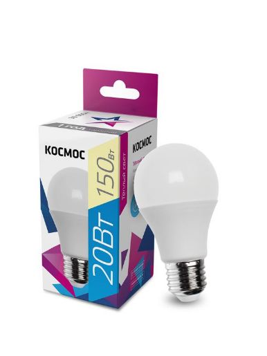 Изображение Лампа светодиодная A60 20Вт 3000К E27 220В КОСМОС LkecLED20wA60E2730