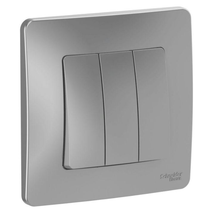 Изображение Выключатель 3-кл. СП Blanca 10А IP20 (сх. 1+1+1) 250В алюм. SE BLNVS100503