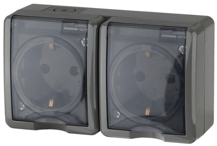 Изображение Розетка 2-м ОП Эра Эксперт 11-2403-03 16А IP54 16AX 250В 2х2P+E сер. Эра Б0020717