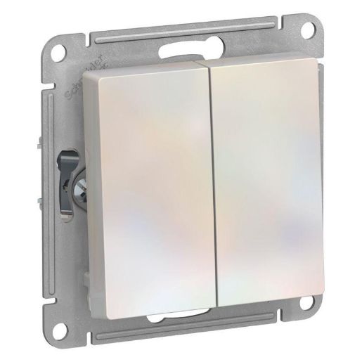 Изображение Переключатель проходной 2-кл. СП AtlasDesign 10А IP20 (сх. 6/2) 10AX механизм жемчуж. SE ATN000465