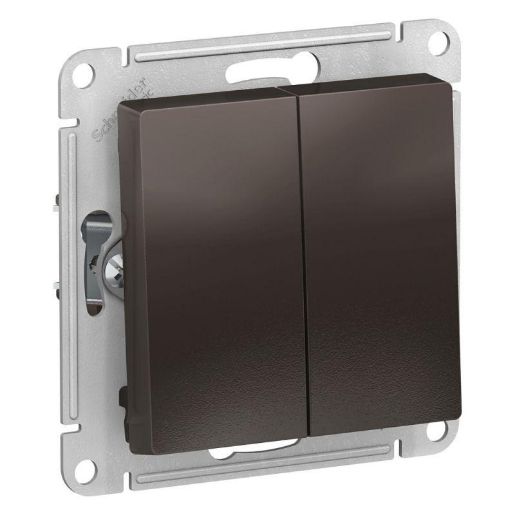 Изображение Переключатель проходной 2-кл. СП AtlasDesign 10А IP20 (сх. 6/2) 10AX механизм мокко SE ATN000665