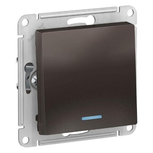 Изображение Выключатель 1-кл. СП AtlasDesign 10А IP20 (сх. 1а) 10AX с подсветкой механизм мокко SE ATN000613