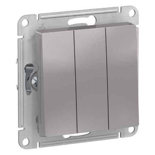 Изображение Выключатель 3-кл. СП AtlasDesign 10А IP20 (сх. 1+1+1) 10AX механизм алюм. SE ATN000331