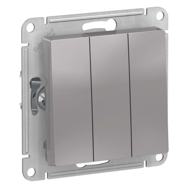 Изображение Выключатель 3-кл. СП AtlasDesign 10А IP20 (сх. 1+1+1) 10AX механизм алюм. SE ATN000331