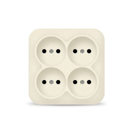 Изображение Розетка 4-м ОП 10А IP20 квадрат. без заземл. сл. кость IONICH 1453