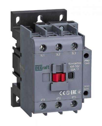 Изображение Контактор КМ-102 3п 50А 1НО+1НЗ 230В AC DEKraft 22007DEK
