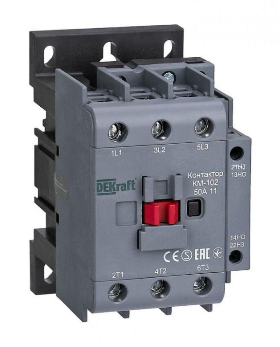 Изображение Контактор КМ-102 3п 50А 1НО+1НЗ 230В AC DEKraft 22007DEK