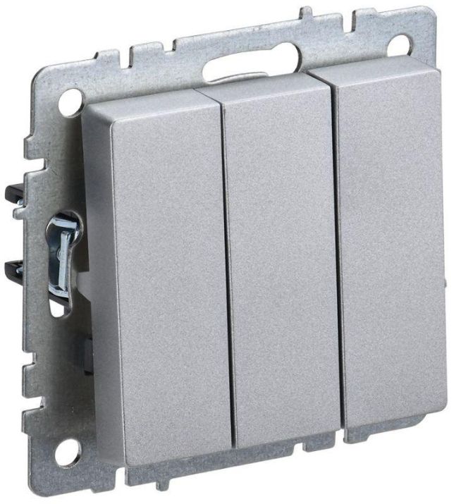 Изображение Выключатель 3-кл. СП BRITE ВС10-3-0-БрА 10А алюм. IEK BR-V30-0-10-K47
