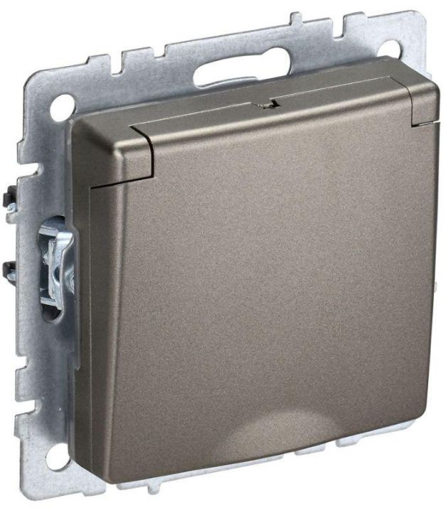 Изображение Розетка BRITE РСбш10-3-44-БрШ 16А IP44 с заземл. защ. шторки с крышкой шампань IEK BR-R16-16-44-K37