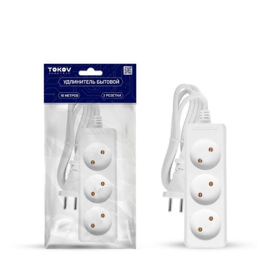 Изображение Удлинитель 3х10м без заземл. 16А 2х1 TOKOV ELECTRIC TKE-C01-BU3-10-1