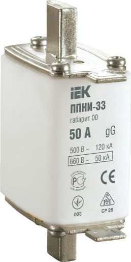 Изображение Вставка плавкая ППНИ-33 63А габарит 00 IEK DPP10-063