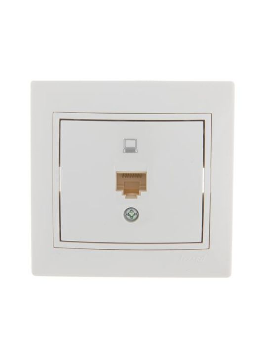 Изображение Розетка компьютерная 1-м СП Mira RJ45 бел./бел. LEZARD 701-0202-139