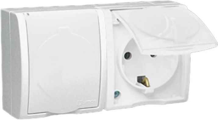 Изображение Розетка 2-м ОП Simon15 16А IP54 250В с заземл. с крышкой винт. клеммы бел. Simon 1594433-030