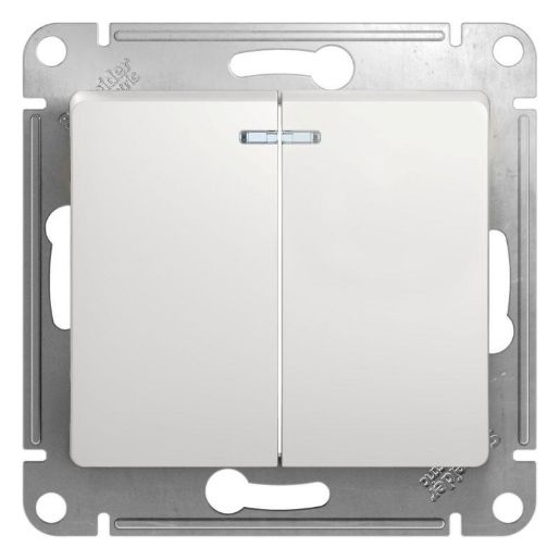 Изображение Выключатель 2-кл. СП Glossa 10А IP20 (сх. 5а) 10AX с подсветкой механизм бел. SE GSL000153