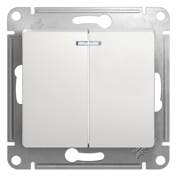 Изображение Выключатель 2-кл. СП Glossa 10А IP20 (сх. 5а) 10AX с подсветкой механизм бел. SE GSL000153