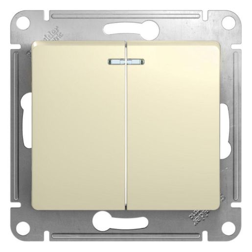Изображение Выключатель 2-кл. СП Glossa 10А IP20 (сх. 5а) 10AX с подсветкой механизм беж. SE GSL000253