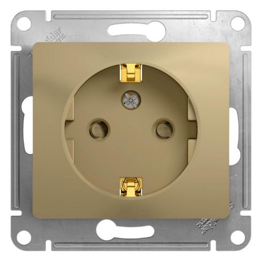 Изображение Розетка 1-м СП Glossa 16А IP20 с заземл. защ. шторки механизм титан SE GSL000445