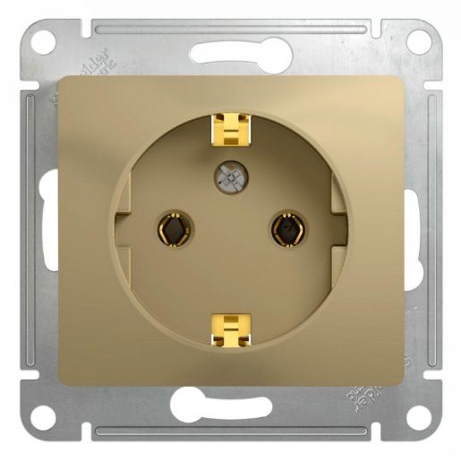 Изображение Розетка 1-м СП Glossa 16А IP20 с заземл. механизм титан SE GSL000443