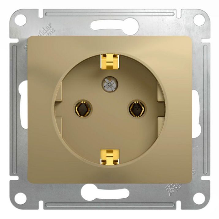 Изображение Розетка 1-м СП Glossa 16А IP20 с заземл. механизм титан SE GSL000443