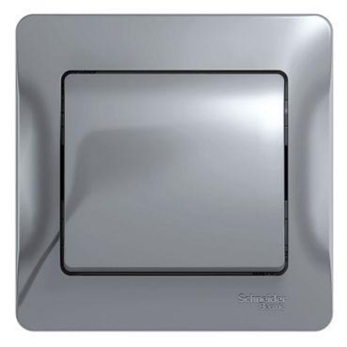 Изображение Выключатель 1-кл. СП Glossa 10А IP20 (сх. 1) 10AX в сборе алюм. SE GSL000312