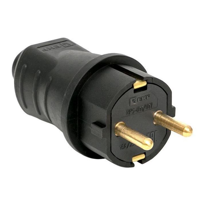 Изображение Вилка прямая 16А 2P+PE 230В IP44 каучук EKF RPS-011-16-230-44