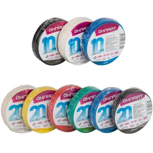 Изображение Изолента ПВХ 19мм (рул.20м) 71 689 OIT-B19-20/WH бел. ОНЛАЙТ 71689