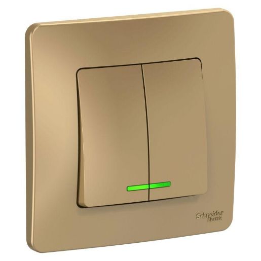 Изображение Выключатель 2-кл. СП Blanca 10А IP20 (сх. 5) 250В с подсветкой титан SE BLNVS010514