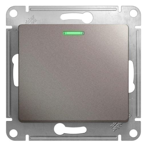 Изображение Выключатель 1-кл. СП Glossa 10А IP20 (сх. 1а) 10AX с подсветкой механизм платина SE GSL001213