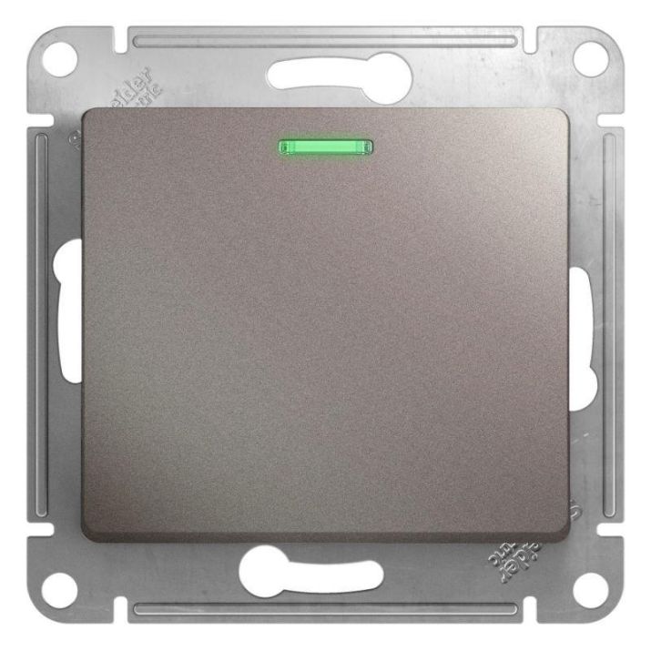 Изображение Выключатель 1-кл. СП Glossa 10А IP20 (сх. 1а) 10AX с подсветкой механизм платина SE GSL001213