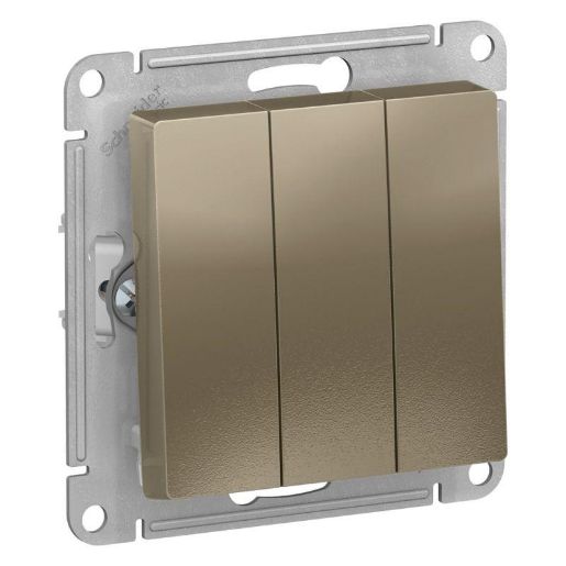 Изображение Выключатель 3-кл. СП AtlasDesign 10А IP20 (сх. 1+1+1) 10AX механизм шампань SE ATN000531