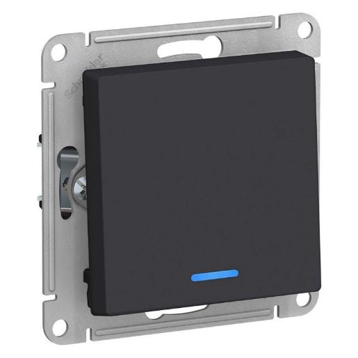 Изображение Выключатель 1-кл. СП AtlasDesign 10А IP20 (сх. 1а) 10AX с подсветкой механизм карбон SE ATN001013