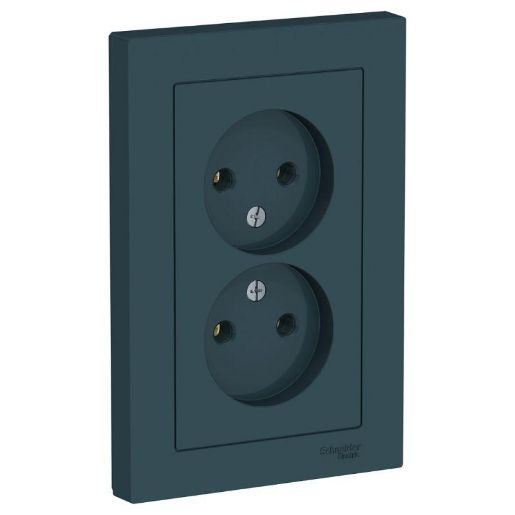 Изображение Розетка 2-м СП AtlasDesign 16А IP20 без заземл. в сборе изумруд SE ATN000820
