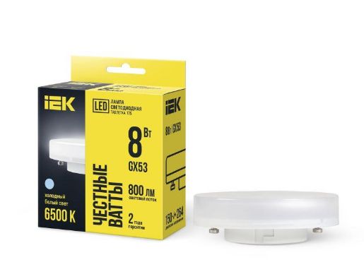 Изображение Лампа светодиодная T75 таблетка 8Вт 230В 6500К GX53 IEK LLE-T80-8-230-65-GX53