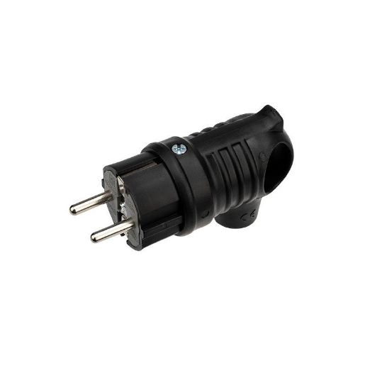 Изображение Вилка угловая влагозащ. с кольцом с/з 16А IP44 каучук Rexant 111-002