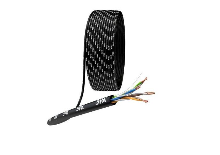 Изображение Кабель витая пара U/UTP кат.5E 4х2х24AWG solid CU PE Outdoor черн. (м) Эра Б0044431