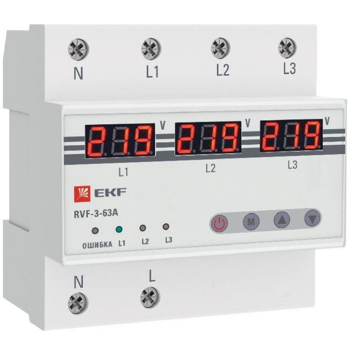 Изображение Реле выбора фаз с дисплеем RVF-3-63А PROxima EKF RVF-3-63a