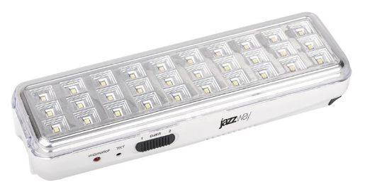Изображение Фонарь-светильник аккумуляторный Accu9-L30-wh аварийный 30SMD яркий 300лм 2ч/эконом 90лм 6ч 220В аккум. Li-ion 3.7В 1.2А.ч бел. JazzWay 5024533