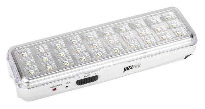 Изображение Фонарь-светильник аккумуляторный Accu9-L30-wh аварийный 30SMD яркий 300лм 2ч/эконом 90лм 6ч 220В аккум. Li-ion 3.7В 1.2А.ч бел. JazzWay 5024533