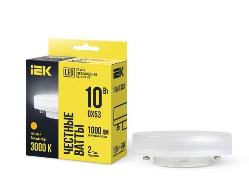 Изображение Лампа светодиодная ECO T75 таблетка 10Вт 230В 3000К GX53 IEK LLE-T80-10-230-30-GX53