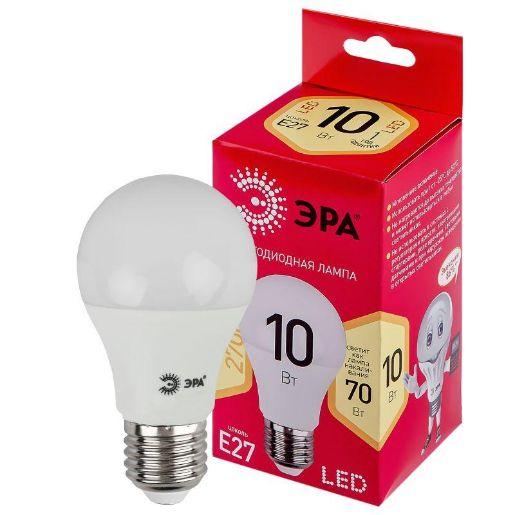 Изображение Лампа светодиодная RED LINE LED A60-10W-827-E27 R 10Вт A60 груша 2700К тепл. бел. E27 Эра Б0049634