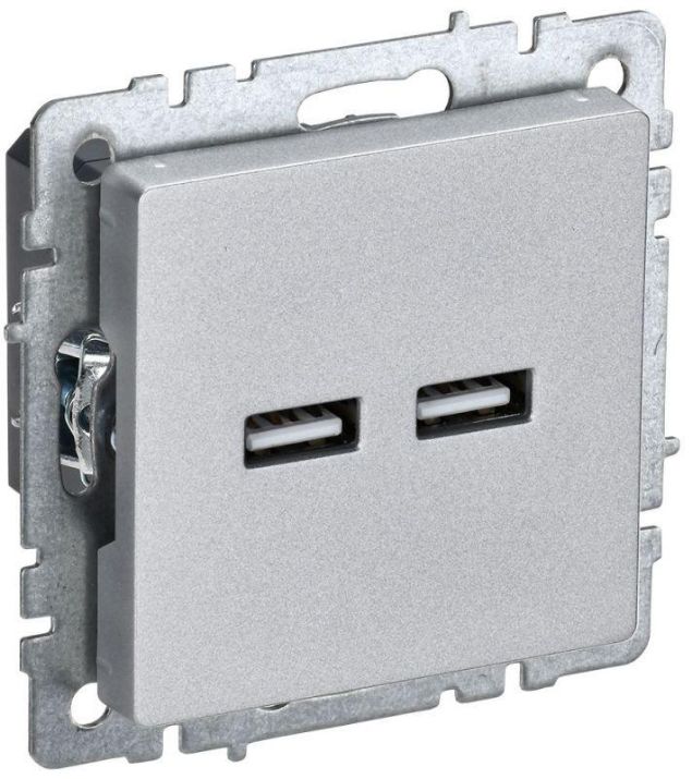 Изображение Розетка BRITE USB A+A 3.1А РЮ10-1-БрА алюм. IEK BR-U21-D31-K47