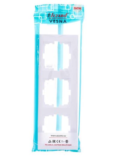 Изображение Рамка 3-местн. горизонт. VESNA бел. LEZARD 742-0200-148