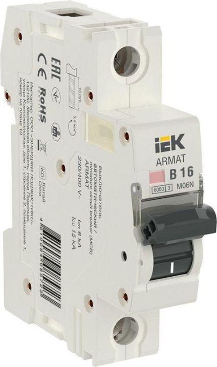 Изображение Выключатель автоматический модульный 1п B 16А M06N ARMAT IEK AR-M06N-1-B016