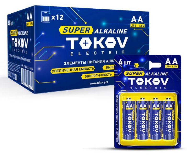Изображение Элемент питания алкалиновый LR6/AA (блист.4шт) TOKOV ELECTRIC TKE-ALS-LR6/B4