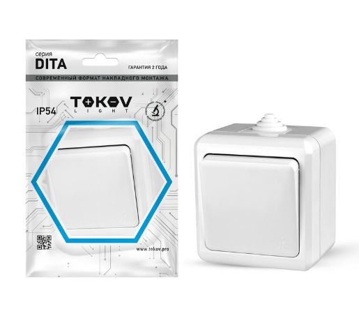 Изображение Выключатель 1-кл. ОП Dita IP54 10А 250В бел. TOKOV ELECTRIC TKL-DT-V1-C01-IP54
