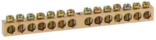 Изображение Шина NO-122-17 PEN "земля-ноль" 6х9мм 14/1 с креплениями по центру латунь ЭРА Б0047231