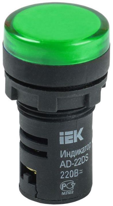Изображение Лампа светосигнальная AD22DS d22мм 24В AC/DC зел. IEK BLS10-ADDS-024-K06
