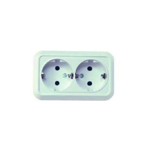 Изображение Розетка 2-м ОП 16А IP20 с заземл. бел. Makel 45182